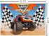 Monster Truck Backdrop Photography Photo Booth Props Children Happy Birthday Banner Supplies Grave Digger Speed Checkered Flag Photo Background Baby Shower Cars Party Decoration 5x3ft Vinyl