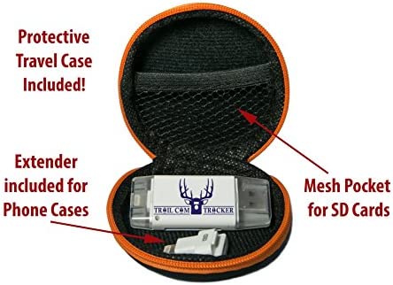 Trail Cam Tracker SD Card Reader for iPhone & Android Micro USB – Best & Fastest Game Camera Viewer – Deer Hunting Smartphone Memory Card Player - Free Case- Hunt Big Bucks