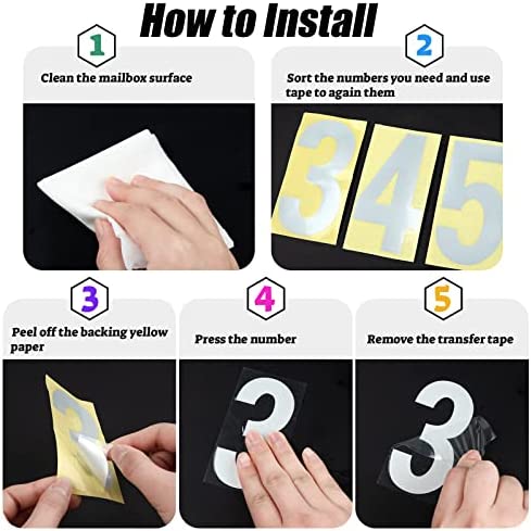 White Mailbox Numbers Reflective - 5 Sets Mailbox Numbers Sticker for Outside Vinyl Waterproof Number Decal, 3 inch Self Adhesive Address Numbers for Door, Business, Address Number (0-9 )
