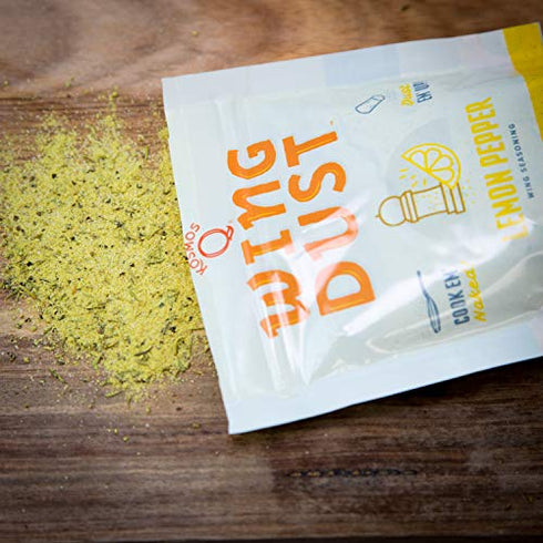 Kosmos Q Lemon Wing Dust - 5 Oz Bag for Wings, Popcorn & More - Dry BBQ Wings Rub with Zesty Lemon Tang and Spicy Cracked Black Pepper (Lemon Pepper)