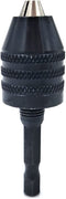 0.3-6.5mm Keyless Drill Chuck Conversion Tool,Adapter? 3-Jaw Drill Chuck Screwdriver Adapter with Quick-change 1/4" Hex Shank?1pcs black