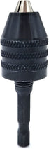 0.3-6.5mm Keyless Drill Chuck Conversion Tool,Adapter? 3-Jaw Drill Chuck Screwdriver Adapter with Quick-change 1/4" Hex Shank?1pcs black