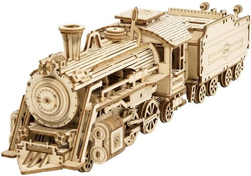 ROKR Model Car Kits Wooden 3D Puzzles Model Building Kits for Adults to Build - Educational Brain Teaser Assembly Model, for Teens & Kids Ages 8-10 (Prime Steam Express/12.1 * 2.7 * 3.3)