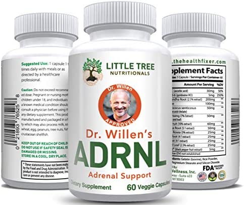 Advanced Powerful Adrenal Support Supplement – Dr. Willen's Adrenal Gland Health, Improve Cortisol Levels, Fatigue, Stress and Exhaustion – 60 Non GMO Easy to Swallow Capsules