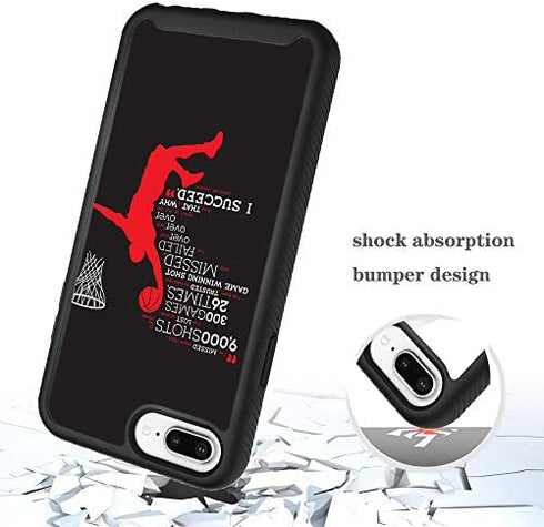 Case for iPhone 6 Plus 6s Plus, iPhone 8 Plus Case, iPhone 7 Plus Case Basketball Black for Boy Men Designer Shockproof Rugged Dual Layer Bumper Full-Body Protective Cover 5.5 inch, Dunk Basketball