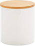 White Ceramic Kitchen Canisters with Bamboo Lids (3 Sizes, 3 Pack)
