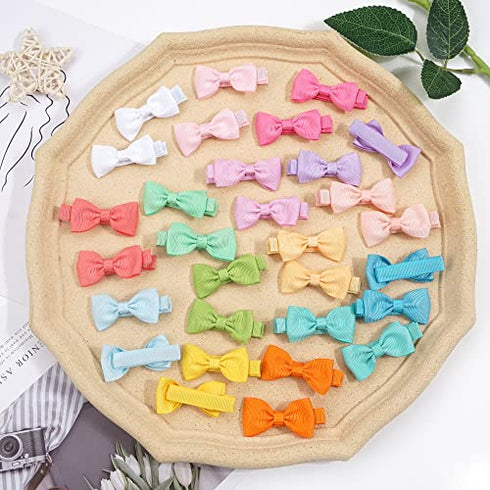 DeD 80 Pieces 2 Inch Hair Bows Fine Hair Clips Grosgrain Ribbon Bows Alligator Hair Clips Fully Lined for Baby Girls Toddlers Infant In Pairs