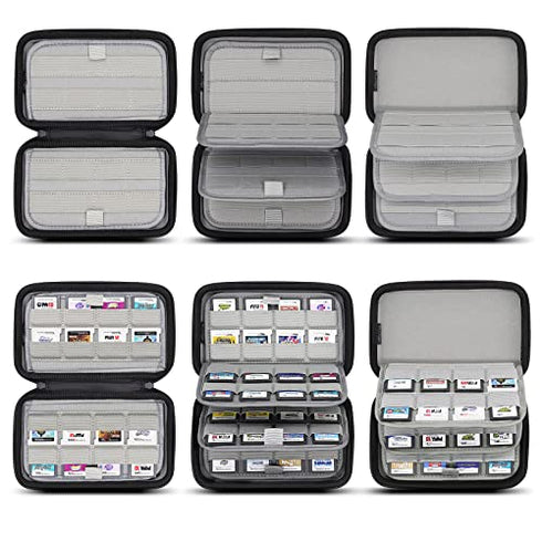 sisma 64 Game Case Compatible with Nintendo 3DS DS Switch Game Cartridges,Game Card Holders Organizer Travel Storage Safekeeping Grey Carry Case