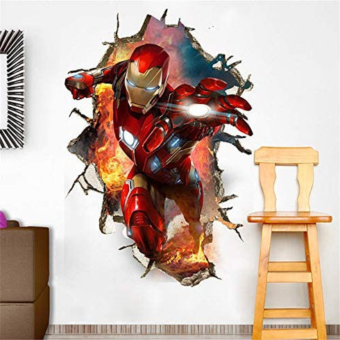 ZI XIN Superhero Wall Stickers Iron Man Wall Decals Excellent Vinyl Wall Decor for Boys Room Living Room (Size 35.4 x 23.6 inch)