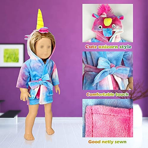WONDOLL 18-inch Doll-Clothes and Doll-Sleeping-Bag Set - Unicorn-Pajama with Matching Sleepover Masks & Pillow - Compatible with Generation, My Life, Journey Doll Accessories Best Gifts