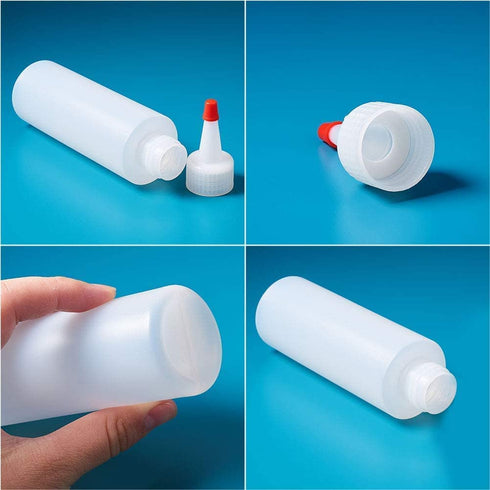 PH PandaHall 6oz 8 Pack Plastic Squeeze Bottles with Red Tip Caps Soft Applicator Squirt Bottle for Tempera Paint, Acrylic Paint, Crafts, Art, Glue