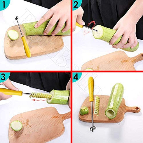 3 pcs Zucchini Squash Cucumber Corer Vegetable Corers Drill Stainless Steel Core Remover Coring Tool Kitchen Stuffed Vegetables Veggies Seed Remover Tools Remove Seeds Eggplant 10" Long Gadgets