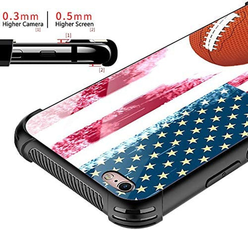 CARLOCA iPhone 6S Case,USA Football and Flag iPhone 6 Cases for Girls Boys,Graphic Design Shockproof Anti-Scratch Hard Back Case for Apple iPhone 6/6S