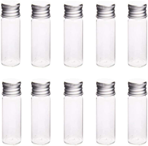 10Pcs Glass Sealed Bottle with Screw Aluminum Cap Clear Tiny Empty Sample Vials Glass Jars Containers Cute Wishes Bottle (15ml)