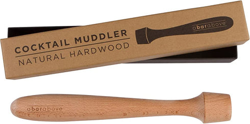 Wooden Cocktail Muddler - 12 Inch Long Muddler - Bartender Gear for Home or Professional Bars - Perfect for Crushing Fruit, Pressing Mint and Sugar Cubes - Mint Muddler for Mojitos
