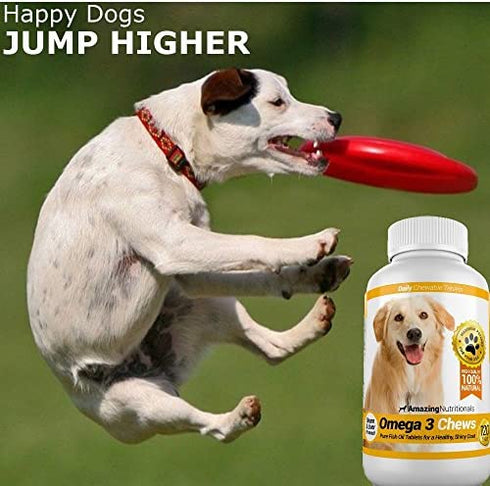 Amazing Omega 3 for Dogs - Dog Fish Oil Supplements for Shiny Coat, Joint, and Brain Health - 120 Bacon Flavor Chews