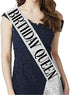 "Birthday Queen" Sash & Rhinestone Tiara Kit - 21st 30th Birthday Gifts Birthday Sash for Women Birthday Party Supplies (Silver Glitter with Black Lettering)