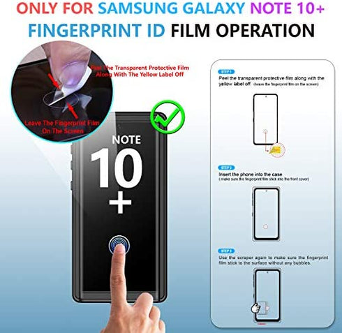 SPIDERCASE for Samsung Galaxy Note 10+ Plus Waterproof Case, Built-in Screen Protector Fingerprint Unlock with Film, Shockproof Full Body Cover Waterproof Case for Samsung Galaxy Note 10+ Plus 5G 2019