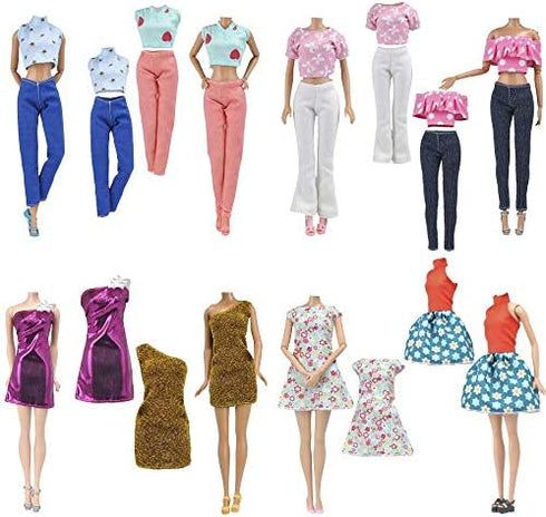 E-TING Lot 15 Items = 5 Sets Fashion Casual Wear Clothes/Outfit with 10 Pair Shoes for Girl Doll Random Style (Casual Wear Clothes + Short Skirt)