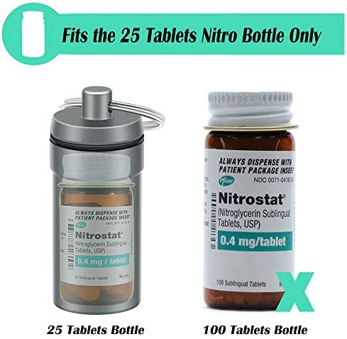 3 Packs Waterproof Aluminum Pill Fob Container, EFFIET Nitro Bottle Holder Nitroglycerin Pill Case Emergency Keychain Pill Holder for Medicine Organizer Dispenser (3 Packs Matt Finished)
