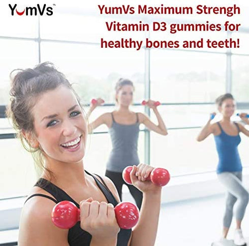 Vitamin D3 10000 IU Maximum Strength Gummies for Adults by YumVs | Vitamin D 5000 iu per Gummy | 250 mcg – Vitamin D per Serving | Kosher Vegetarian Chewables Berry Flavor - 60 Count