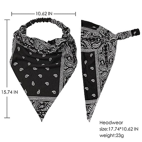 6 Pack Hair Scarf Headband for Women - Elastic Hair Kerchief Boho Triangle Bandana Head Scarf with Clips Non Slip Leopard Print Hair Scarves for Girls