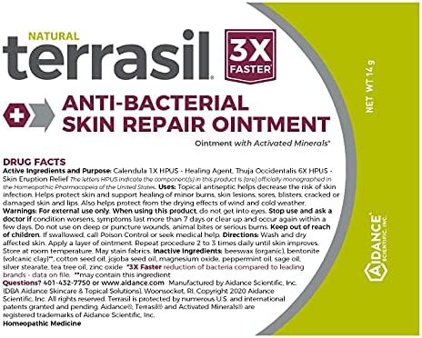 Antibacterial Skin Repair, 3X Faster Natural Ingredients for Treatment of Fissures Folliculitis Angular Cheilitis Impetigo Chilblains Lichen Sclerosus Cellulitis by Terrasil (14 Gram)
