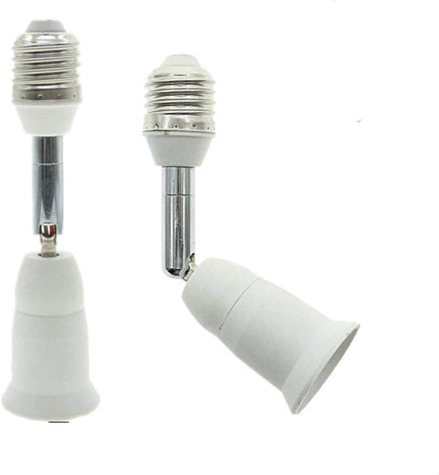 Aukora E26 E27 Light Bulb Socket Extender, Bendable Medium Base Light Socket Converter for Motion Sensor Light Bulb Standard LED Bulbs, Adjustable Vertical 180° Horizontal 360°(2 Pack)