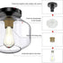 DLLT Industrial Semi Flush Mount Ceiling Light, Clear Glass Shade Ceiling Light Fixture, Farmhouse Ceiling Lighting for Hallway, Entryway, Passway, Bedroom, Corridor, Foyer (Bulb Not Included)