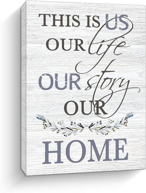 This Is Us Wall Decor, Inspirational Canvas Print Wall Art, Big Size Rustic Signs Home Decoration, 12 x 15 Inch (White)