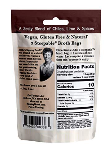 MILLIE'S SIPPING BROTH Steepable Vegetable Broth with Savory Seasonings for Snack Urges | Vegan, Keto, Gluten Free, Intermittent Fasting, and natural | (4 Pack Assortment - 12 Broth Bags Total)