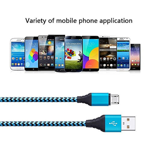 Android Charger Cable, FiveBox 3-Pack 6ft Micro USB Cable Cord Braided Fast Charging Phone Charger for Samsung Galaxy J3 J7 S6 S7 Edge, Tablet, LG stylo 2/3 LG G3 G4 V10 K20 Plus, Blu, Kindle Fire 7 8