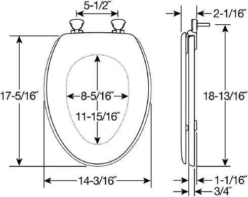 Mayfair Molded Wood Toilet Seat with Easy-Clean & Change Hinges, Elongated, White, 144ECA 000