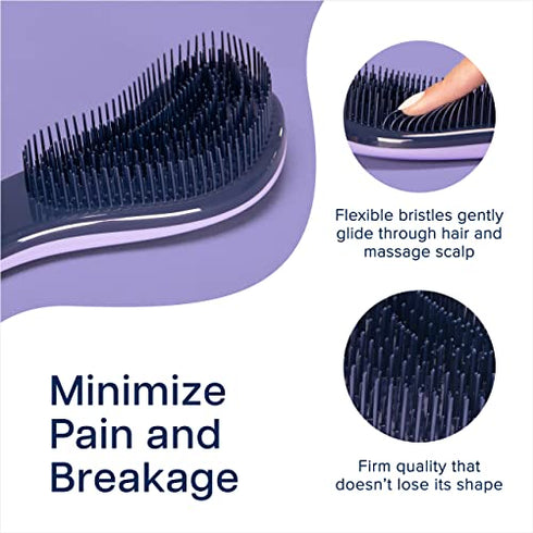 Crave Naturals Glide Thru Detangling Hair Brush for Adults & Kids Hair - Detangler Brush for Natural, Curly, Straight, Wet or Dry Hair - Hairbrush for Men & Women - 1 Pack - Purple