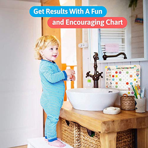 Putska Animal Potty Training Chart for Toddlers Boys & Girls - Potty training stickers for girls potty training toilet and boys. A sticker chart for kids potty training rewards. Toddlers Potty chart