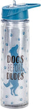Boston Warehouse 20 Ounce Flip Top Sports Water Bottle, Dogs Before Dudes