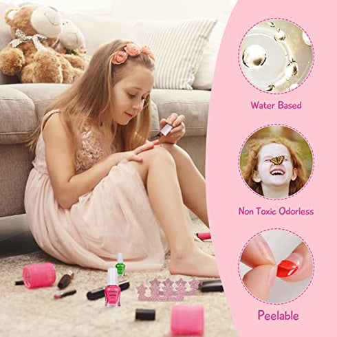 TOMICCA Kids Nail Polish, Non-Toxic Peel-Off Nail Polish Set for Girls, Natural Safe Quick Dry Water Based Nail Polish Gifts Toys Kit for Girls Toddlers Kids Age 3-12