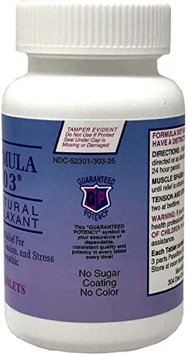 Dee Cee Labs Formula 303 Maximum Strength All-Natural Relaxant Tablets, 250 Tablets; All-Natural Relaxant containing Magnesium for Sore Muscles, Passion Flower, and Valerian Root