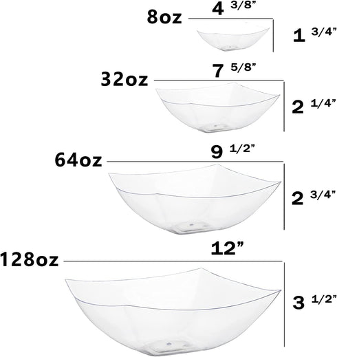 Exquisite Pack Of 12 Disposable Plastic Serving Bowls For Parties | 8 oz Clear Plastic Bowls For Parties I Disposable Serving Bowls For Salad Bar Buffet Containers | Small Serving Bowls For Candy