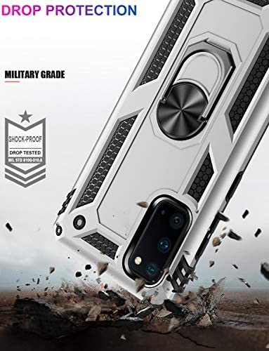 LUMARKE Samsung S20 Case,Pass 16ft Drop Test Military Grade Heavy Duty Cover with Magnetic Kickstand Compatible with Car Mount Holder,Protective Phone Case for Samsung Galaxy S20 Silver