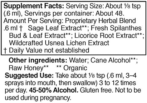 Urban Moonshine Throat Spray | Organic Herbal First Aid Supplement with Sage & Spilanthes | Fast-Acting | Coats & Moistens | 1 FL OZ (Pack of 1)