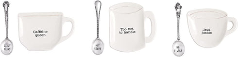 Mud Pie COFFEE SPOON REST SET, 4 1/2" x 4 1/2", Too hot to handle
