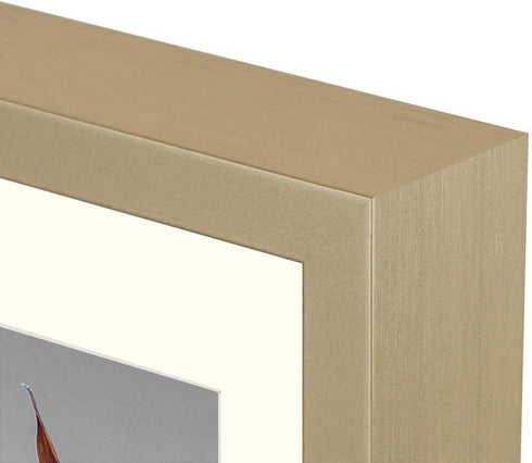 Frametory, 7x14 Gold Picture Frame - Fits 3 - 4x6 Photos, Aluminum Metal Molding - Three Opening Ivory Mat - Wall Display - Great for Vacation, Holiday, Graduation Prints (Gold)