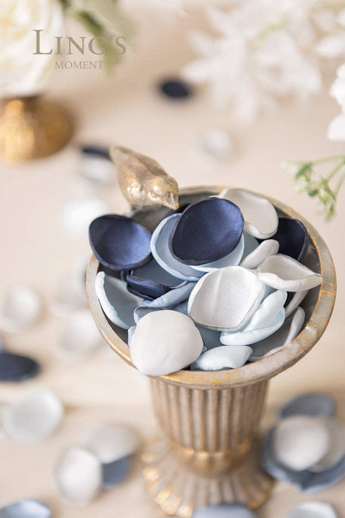 Ling's moment Silk Rose Petals 400PCS Dusty Blue Petals Flower Girl Scatter Petals for Wedding Table Centerpieces Aisle Confetti Party Dinner Home Decoration