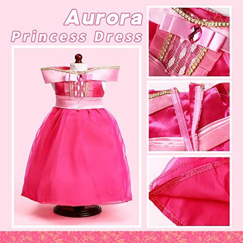 Dreamgirl World Collections 18-Inch Doll Clothes Princess Dress 5 Pc Pincess Dress Set Includes Cinderella, Belle, Snow White, Rapunzel and Aurora Fits 18" Dolls
