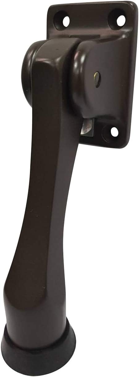 QCAA Solid Brass Drop Down Door Stop, 4", Oil Rubbed Bronze US10B, 1 Pack
