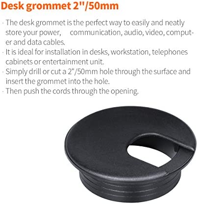 Desk Grommet 2 Inch, Plastic Desk Cord Cable Hole Cover Grommet - 10 Packs, Black