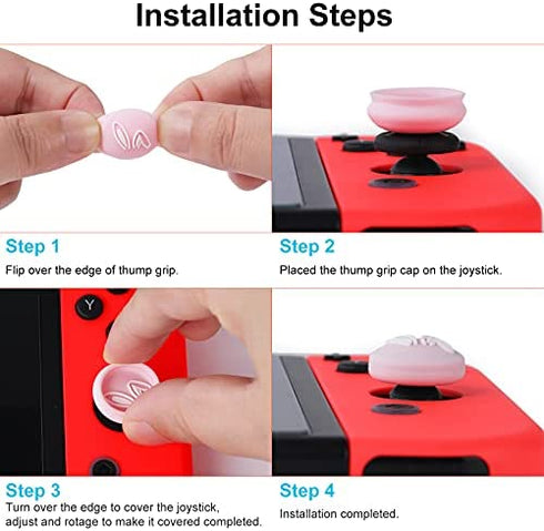 Owngen Cute Thumb Grip Caps for Nintendo Switch / Lite / OLED, Kawaii Magic Moon Joy-Stick Button Stick Cover 3D Analog Ergonomic Cap for NS Controller Joy-Cons (Pink)