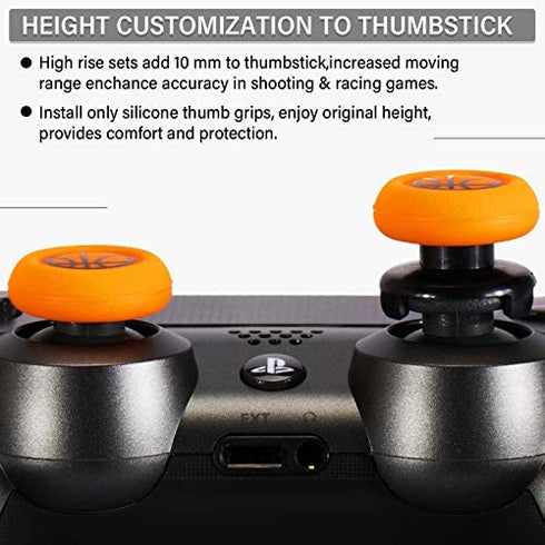 Playrealm FPS Thumbstick Extender & Printing Rubber Silicone Grip Cover 2 Sets for PS5 Dualsenese & PS4 Controller (Basketball)