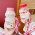 SLSNATFOUND Plastic Water Bottle Tour Drinking Bottle Yakult Shape Cute Kawaii Milk Carton Shaker Bottle for Kids/Girl/Adult Glass(480ml) (Peach)